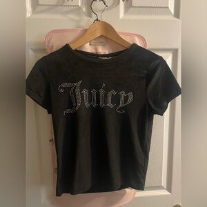 Juicy Couture Black Tee soft velour with Rhinestone Logo